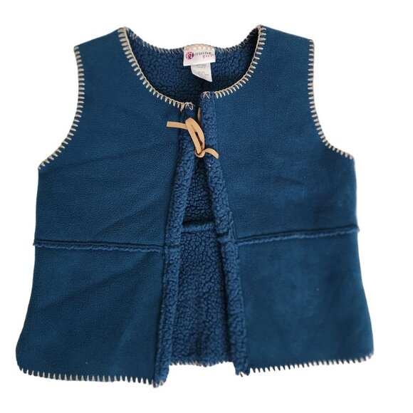 Genuine Girl Kids Sleeveless Outerwear Fleece Embroidered Vest Blue Size S(7) - Picture 4 of 10